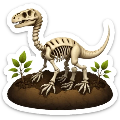 Dinosaur skeleton in soil sticker