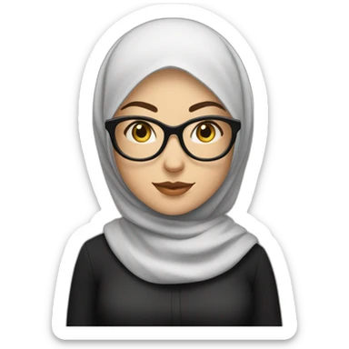 white-woman-wearing-black-hijab-and-black-shirt-and-rounded-glasses sticker