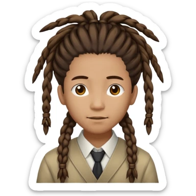 Casual person with tied-back dreadlock, asian sticker
