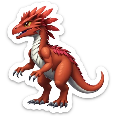 Dark Furry feather-mane Cool Edgy shiny Digimon-Fakemon-Guilmon-Velociraptor-Dinosaur-Drake full body   sticker