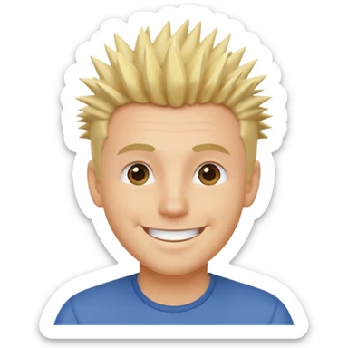fat spiky haired happy man blonde sticker