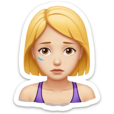 a woman swimming alone, looking sad sticker