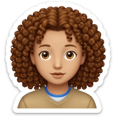 Nano con capelli ricci marroni, occhi marroni sticker
