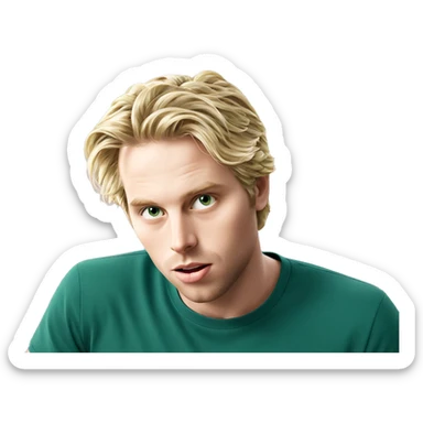 blonde boy in green shirt sticker
