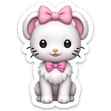 hello kitty as a bipedal humanoid puppy with long black floppy ears sticker