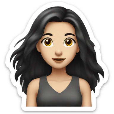 Pretty fair skinned girl with long black hair and light eyes sticker