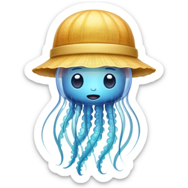 transparent jellyfish with a hat sticker