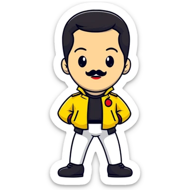 Freddie Mercury in yellow jacket from Live Aid sticker