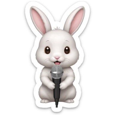 white bunnie singing to mic sticker