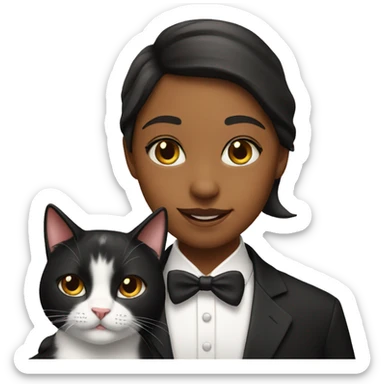 Girl with tuxedo cat sticker