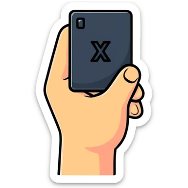 hand holding an X sticker