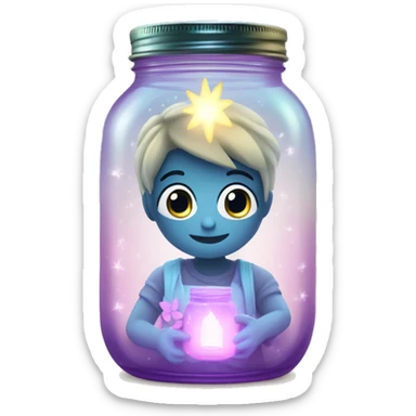 mason jar with a glowing fairy inside sticker