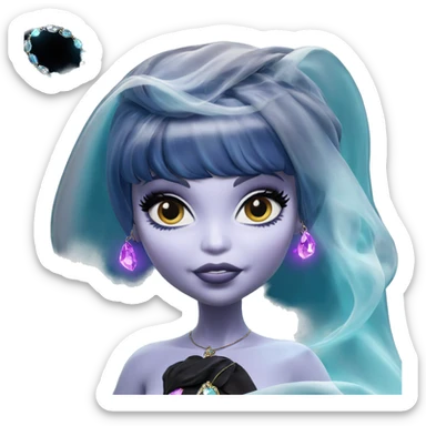 mystical girl with jewelry veil sticker