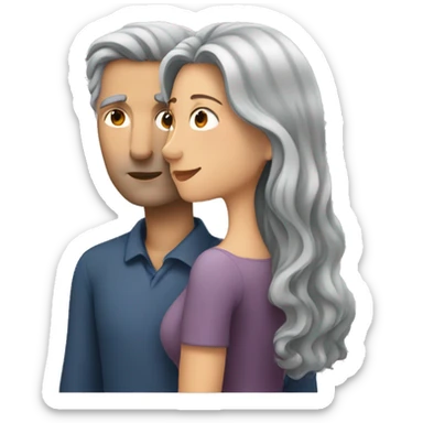 Man with brown hair kissing woman with long gray hair  sticker