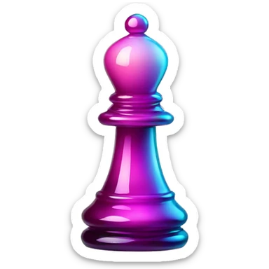 Iridescent pink gradient glass chess pawn sticker