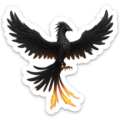 A majestic black phoenix, its wings spread wide sticker