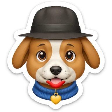 Dog with a hat on sticker