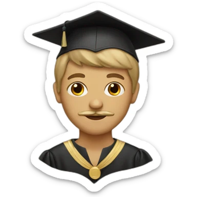 tan boy with mustache and graduation hat sticker