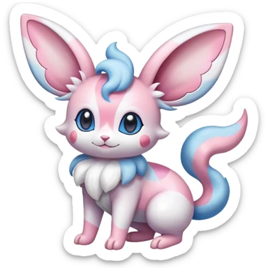 Shiny Vibrant Colorful Rare Sylveon-Minccino-Espurr-Cinccino-creature-hybrid sticker