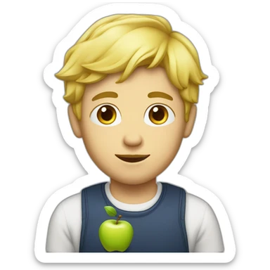 garçon blond avec une pomme sur la tete sticker