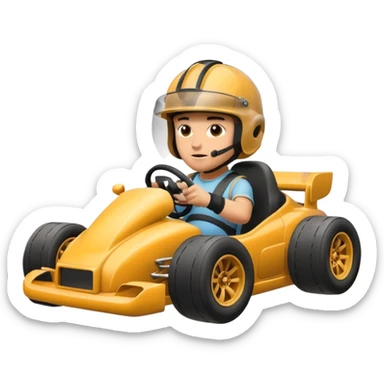 drifting car with tires smoke and a driver with a helmet in the car sticker