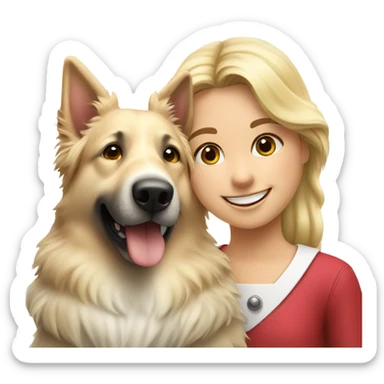 Happy Swiss Shepherd  with blonde girl sticker