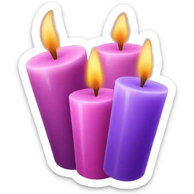 Three purple and one pink candle with flames in a circle  sticker