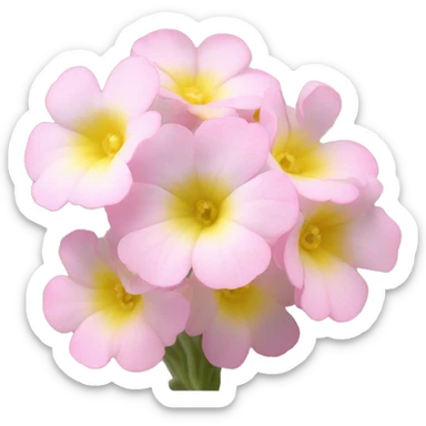 Primrose "A cluster of pastel pink primroses with glowing edges, tiny glittering highlights, and a subtle, soft aura of light." sticker