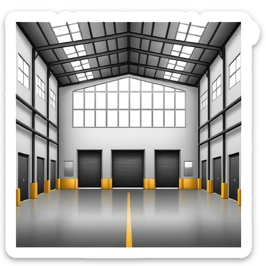 a 2d warehouse in black and white for a report from the outside sticker