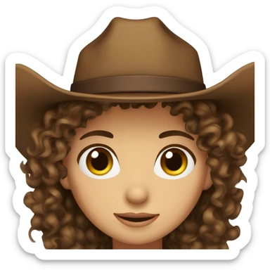 Brown hair cowgirl brown eyes curly hair sticker