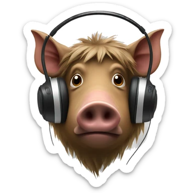 boar in headphones sticker