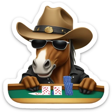 Horse playing poker sticker