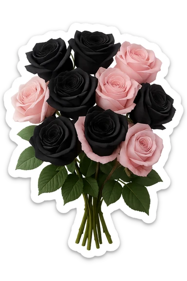bouquet of black and pink roses , remove background sticker