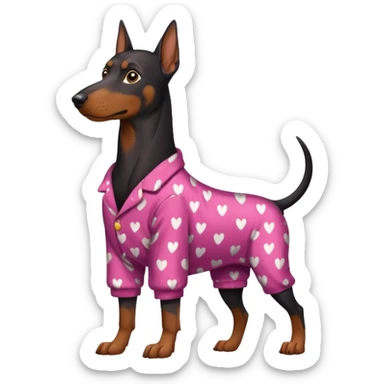 Doberman with pajamas on sticker