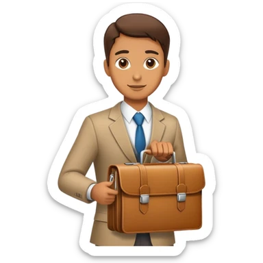 A professional person with a briefcase providing money to a family, breadwinner concept sticker
