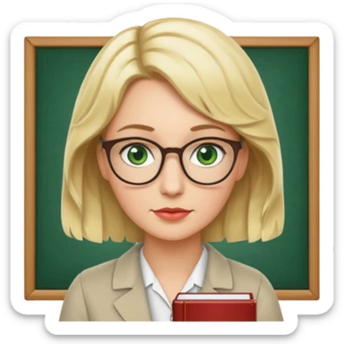 librarian teacher with short wavy blonde hair and green eyes sticker