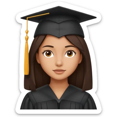 Niña graduada morena pelo liso  sticker