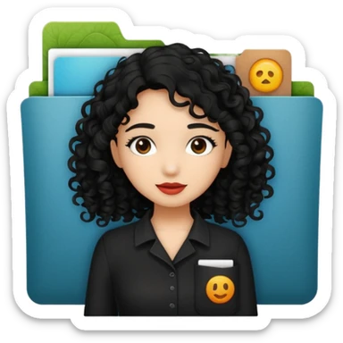 black transparent pocket black folder - with a canela skin girl with curly black hair logo  sticker