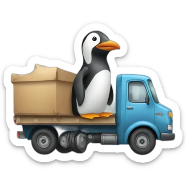 penguin riding a truck sticker