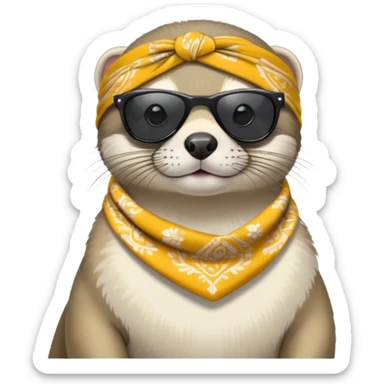 These two animals look like they run the streets — ferret and grey harp seal, dripped out in shades and bandanas sticker