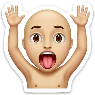 Face with tongue out and hands but sides going out  sticker