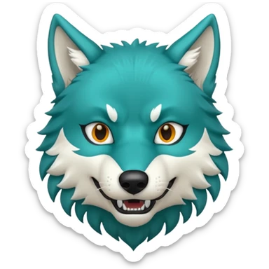 teal wolf head sticker