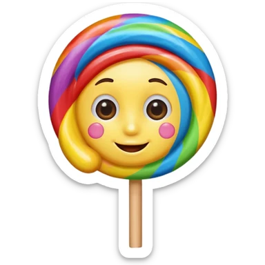 cute lollipop with eyes and mouth hair and personality sticker