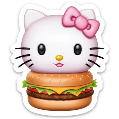 Hello kitty eating burger  sticker