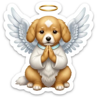 Dog with angel wings, praying sticker