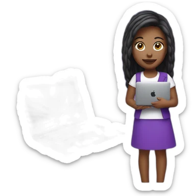 tech girl with purple macbook pro in hand sticker
