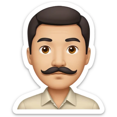 asian man mustache sticker