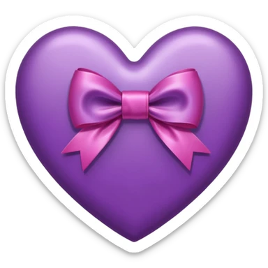 Purple heart with bow around sticker