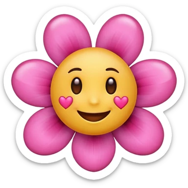 Emoji with flower ans heart sticker