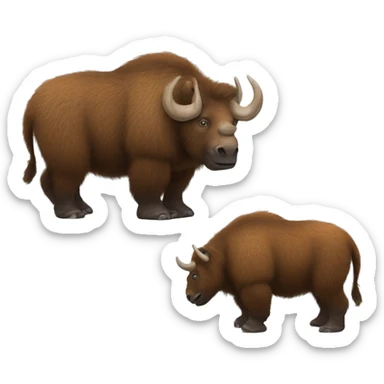 ice age Woolly Rhinoceros, mammoth fur sticker